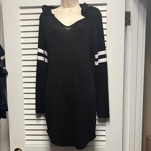 No Boundaries Black Long Sleeve Dress with White Accents